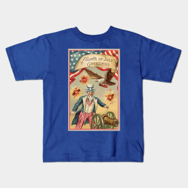 Vintage 4th of July Kids T-Shirt by MasterpieceCafe